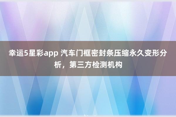 幸运5星彩app 汽车门框密封条压缩永久变形分析，第三方检测机构