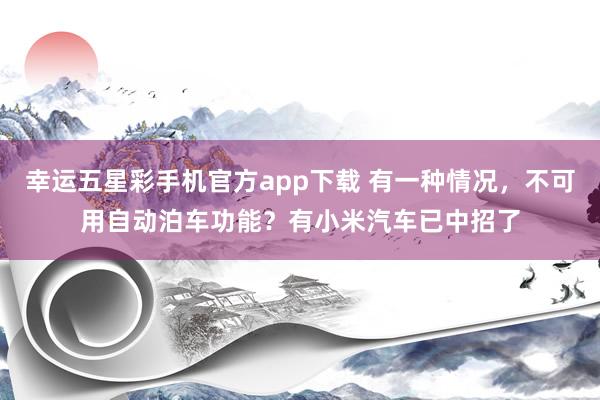 幸运五星彩手机官方app下载 有一种情况，不可用自动泊车功能？有小米汽车已中招了