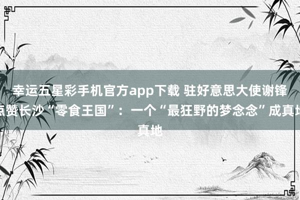 幸运五星彩手机官方app下载 驻好意思大使谢锋点赞长沙“零食王国”：一个“最狂野的梦念念”成真地