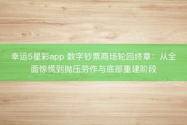 幸运5星彩app 数字钞票商场轮回终章：从全面惊慌到抛压劳作与底部重建阶段